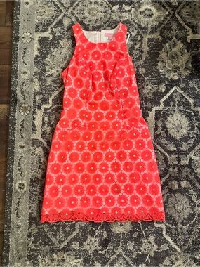 Lilly Pulitzer Coral Floral Eyelet Shift Dress